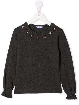 Siola floral-embroidered long-sleeve top - Grey