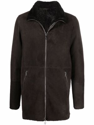 Giorgio Brato high-neck shearling leather jacket - Brown