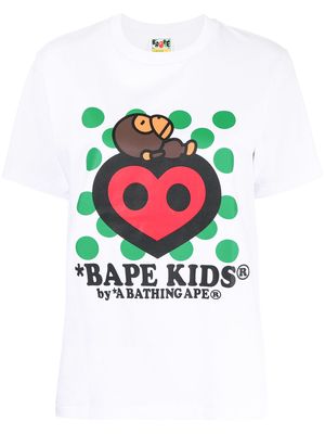 A BATHING APE® Bape Kids heart T-shirt - White