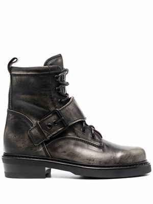 Buttero buckle-strap lace-up boots - Black
