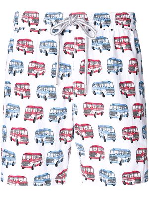 Capricode bus print swim shorts - White
