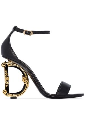 Dolce & Gabbana 105 mm Keira baroque logo sandals - Black