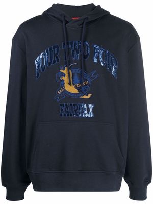 424 applique detail hoodie - Blue