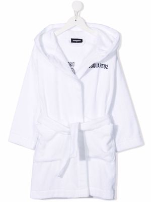 Dsquared2 Kids embroidered-Icon cotton robe - DQ100 BIANCO