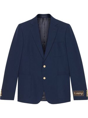 Gucci logo-patch single-breasted blazer - Blue