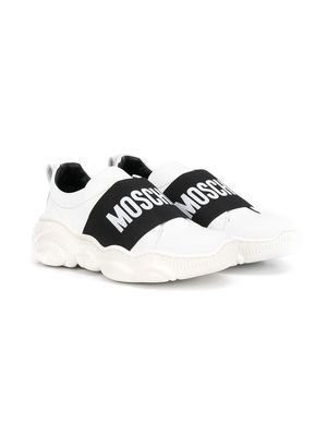 Moschino Kids logo strap sneakers - White