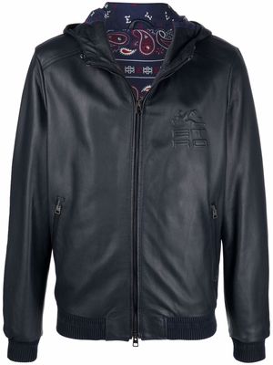 ETRO panelled leather sportswear jacket - Blue