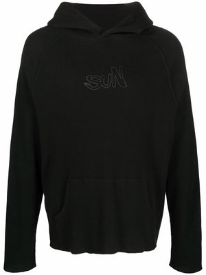 ERL sun-embroidered ribbed hoodie - Black