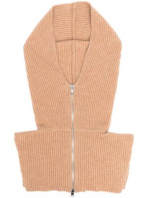 Cashmere In Love ribbed-knit hood - Brown