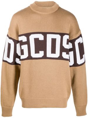 Gcds intarsia-knit logo jumper - Brown