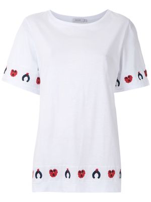Isolda embroidered Aqua t-shirt - White