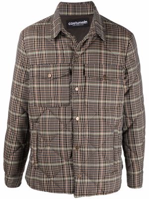 Costumein check print quilted jacket - Brown