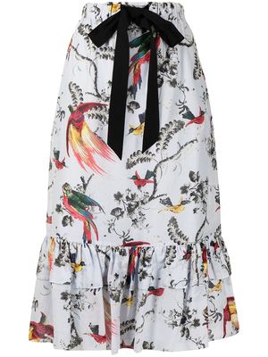 Erdem Corsica tiered midi skirt - Blue