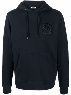 SANDRO embroidered-logo hoodie - Blue