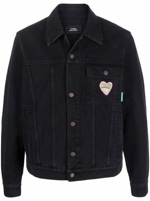 PACCBET heart-embroidered denim jacket - Black