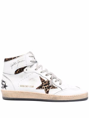 Golden Goose logo-print high-top leather sneakers - White