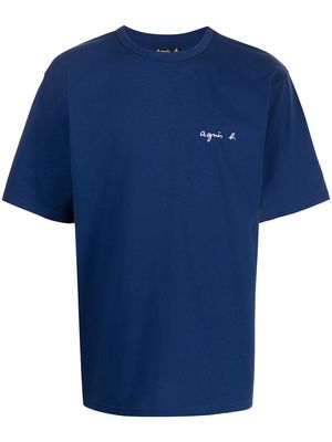 agnès b. Christof logo print T-shirt - Blue