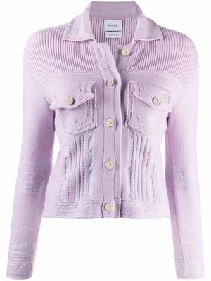 Barrie distressed ribbed-knit jacket - Purple