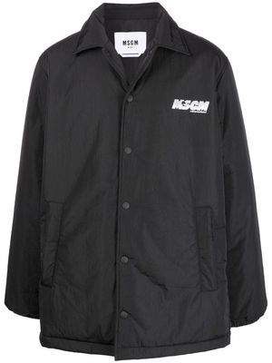 MSGM 77 slogan-print padded coat - Black