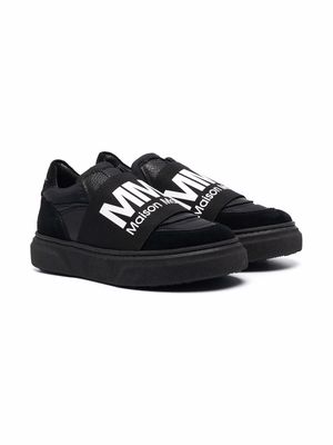MM6 Maison Margiela Kids logo-print slip-on sneakers - Black