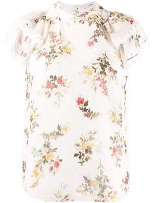 Erdem floral-print silk blouse - Yellow