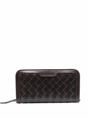 Officine Creative embossed-logo woven wallet - Brown