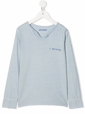 Zadig & Voltaire Kids logo-print cotton T-Shirt - Blue