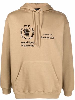 Balenciaga logo-print hoodie - Brown