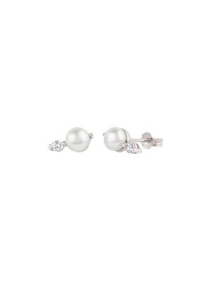 Dinny Hall 14kt white gold diamond pearl Shuga earrings - Silver