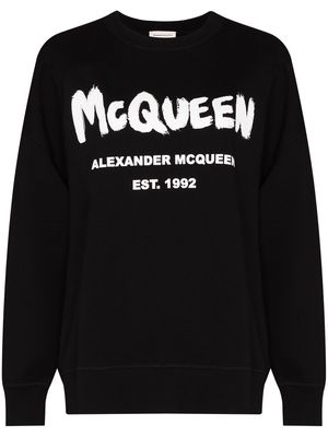 Alexander McQueen Graffiti print crew neck sweatshirt - Black