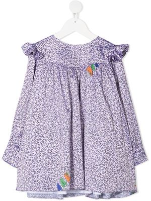 Natasha Zinko Kids frilled shoulder dress - Purple