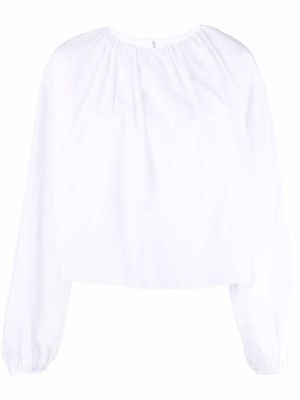 12 STOREEZ gathered long-sleeved blouse - White