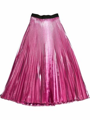 Christopher Kane pleated lamé-effect skirt - Pink