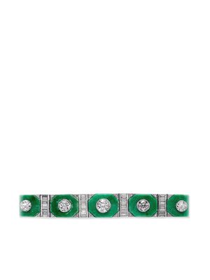 Pragnell Vintage 1911-1940 platinum Art Deco jadeite and diamond bracelet - Green
