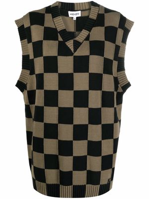 Kenzo checkerboard-print sweater - Green