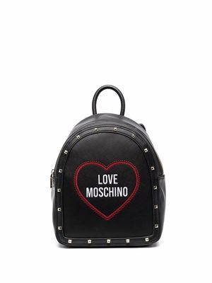 Love Moschino logo-embroidered backpack - Black