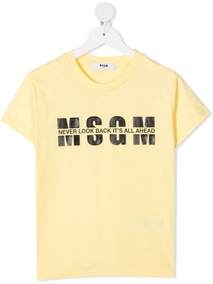 MSGM Kids logo print T-shirt - Yellow