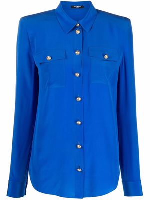 Balmain button-up silk shirt - Blue
