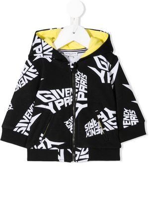 Givenchy Kids stylized logo zip-up hoodie - Black