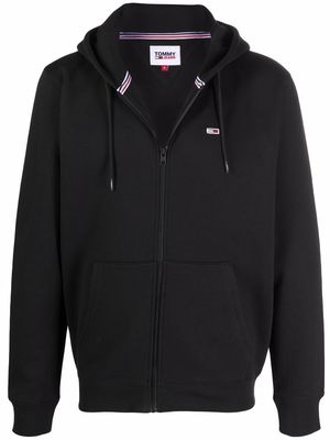 Tommy Jeans flag patch rib-trimmed hoodie - Black