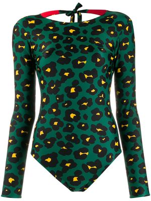 La DoubleJ floral leopard print swimsuit - Green