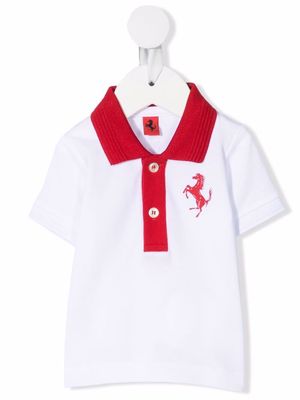 Ferrari Kids logo-print piqué polo shirt - White
