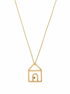 Aliita 9kt yellow gold house emerald pendant necklace