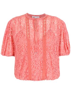 Nk lace short-sleeved blouse - Pink