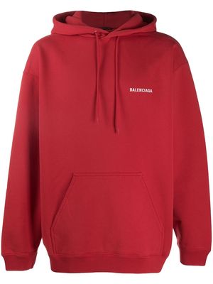 Balenciaga logo-print hoodie - Red