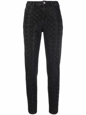 Karl Lagerfeld rhinestone-embellished tapered jeans - Black
