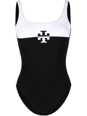 Tory Burch color-blocked logo swimsuit - Black