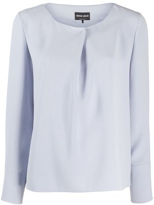 Giorgio Armani pleated detail long-sleeved blouse - Blue