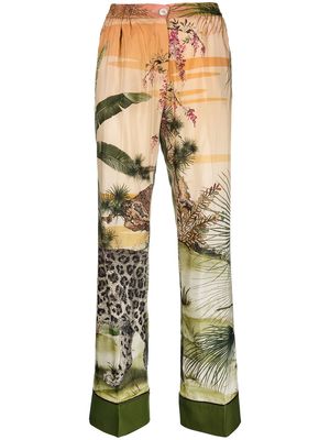 F.R.S For Restless Sleepers jungle silk-blend palazzo trousers - Orange