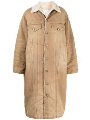 R13 faux-shearling buttoned-up coat - Neutrals